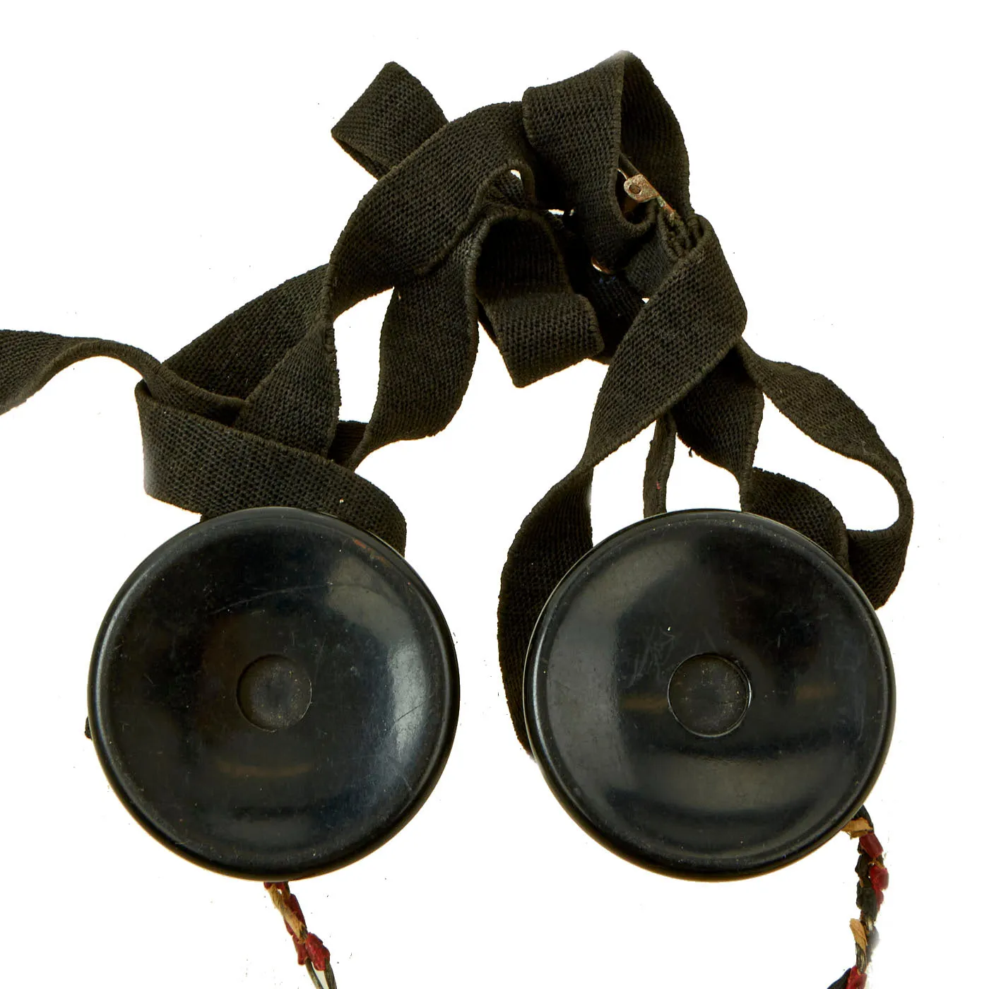 Original Japan WWII Imperial Japanese Air Service Flight Helmet Headset Ear Pieces and Throat Microphone