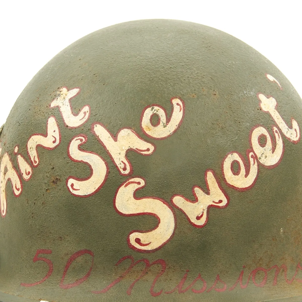 Original U.S. WWII 303rd Bomb Group B-17 Ain't She Sweet Crew Painted M3 Steel FLAK Helmet