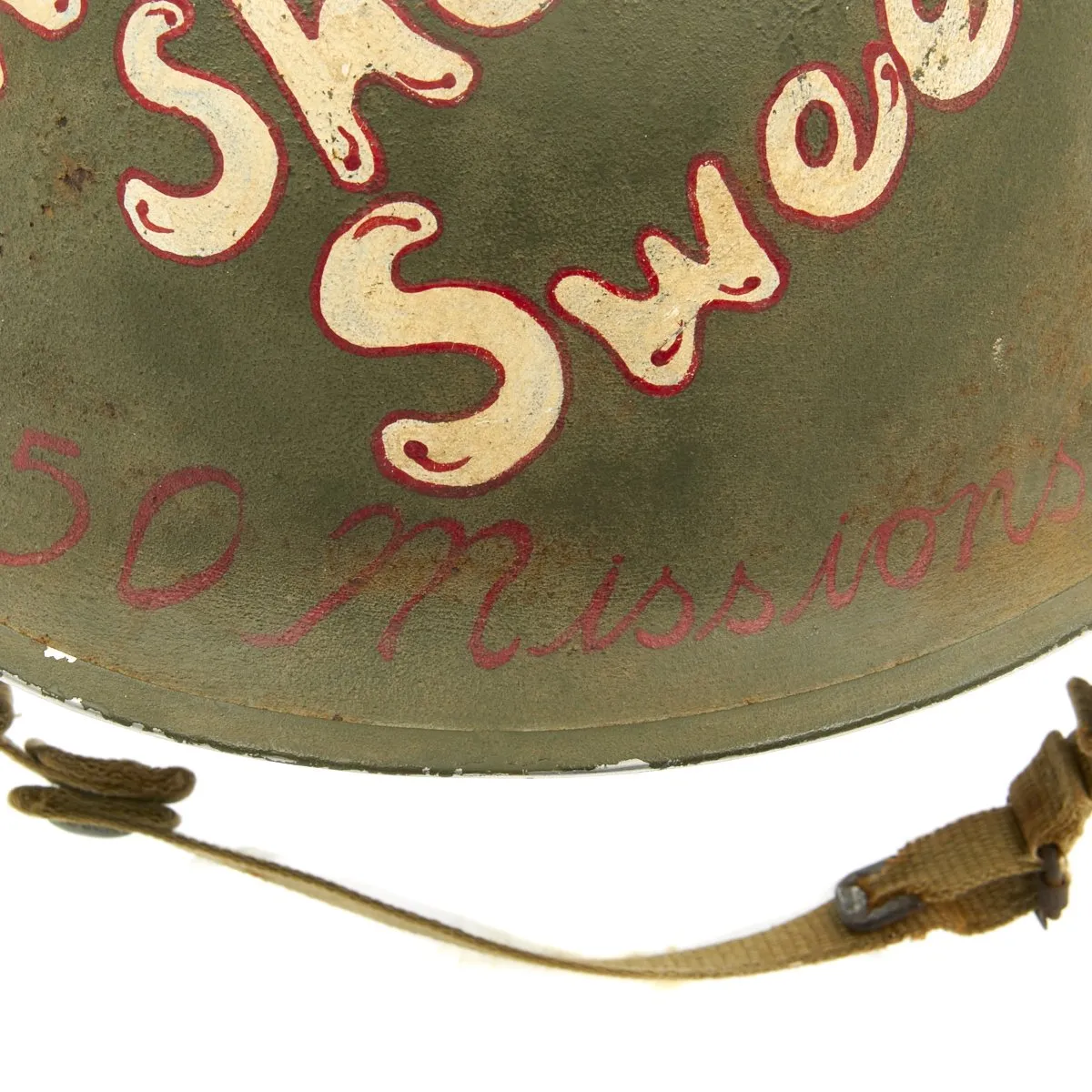 Original U.S. WWII 303rd Bomb Group B-17 Ain't She Sweet Crew Painted M3 Steel FLAK Helmet