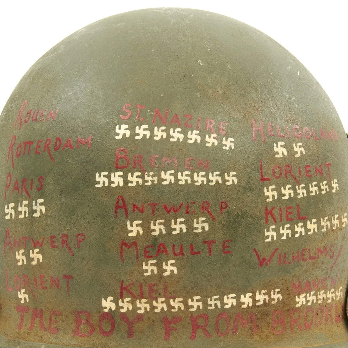 Original U.S. WWII 303rd Bomb Group B-17 Ain't She Sweet Crew Painted M3 Steel FLAK Helmet