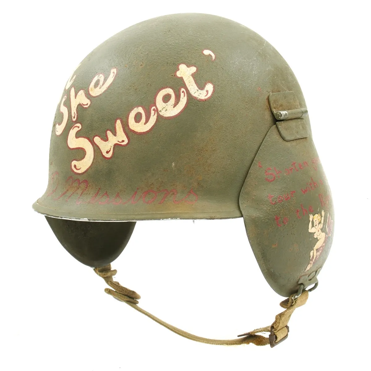 Original U.S. WWII 303rd Bomb Group B-17 Ain't She Sweet Crew Painted M3 Steel FLAK Helmet