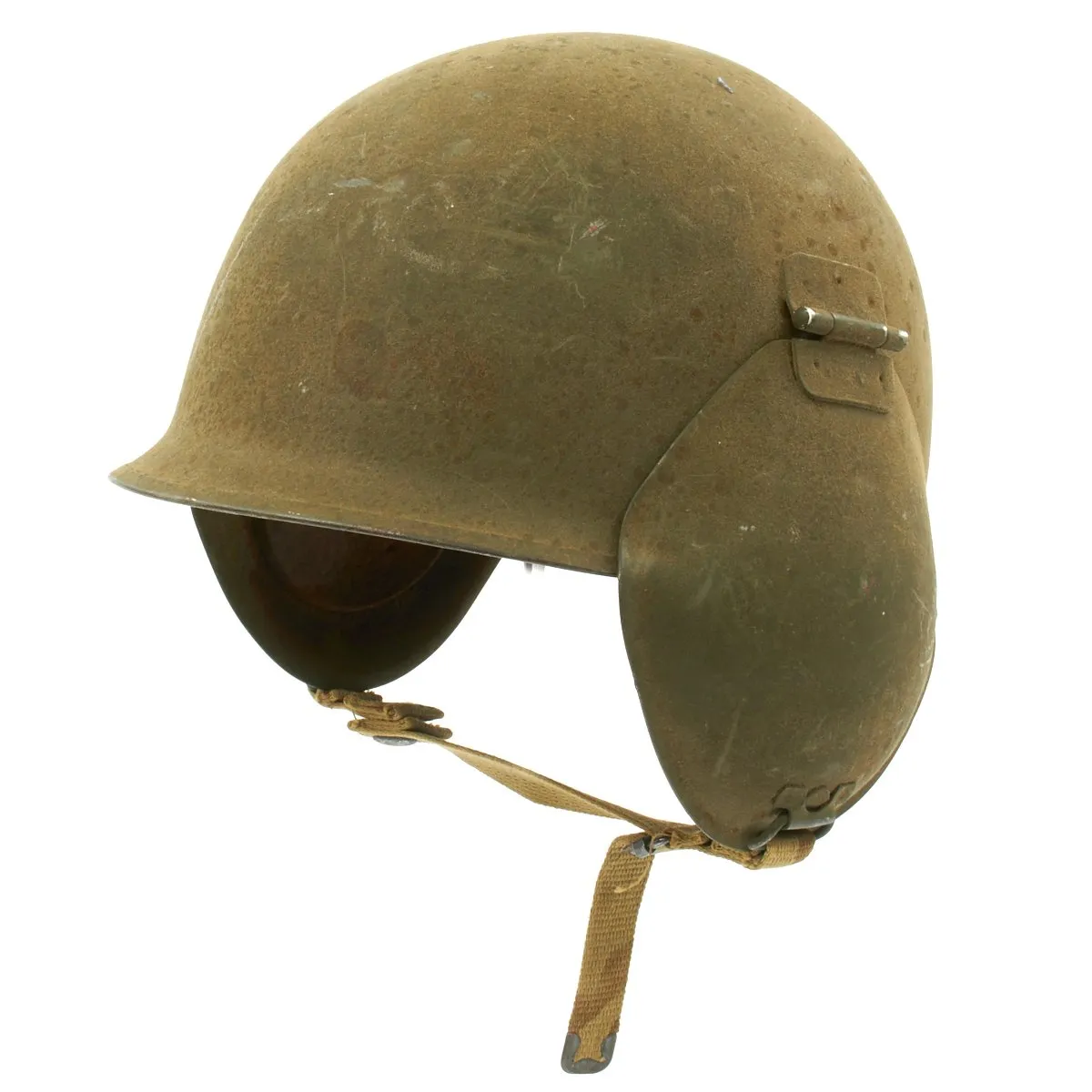 Original U.S. WWII USAAF Bomber Crew M3 Steel FLAK Helmet with Flocked Paint - Late Variant