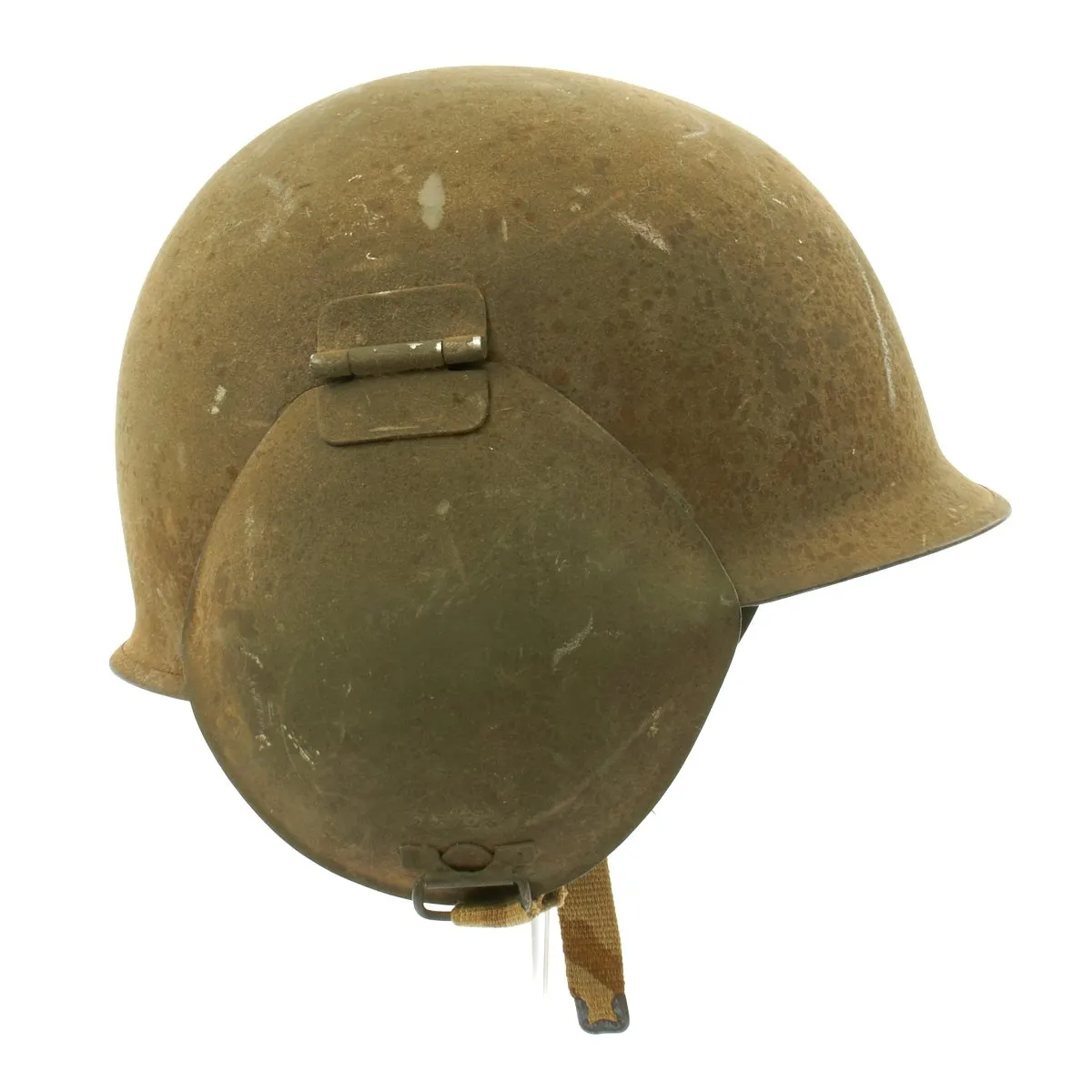 Original U.S. WWII USAAF Bomber Crew M3 Steel FLAK Helmet with Flocked Paint - Late Variant