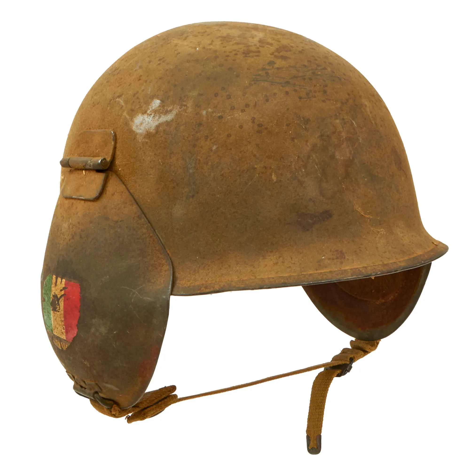 Original U.S. WWII USAAF Bomber Crew M3 Steel FLAK Helmet with Italy Decals