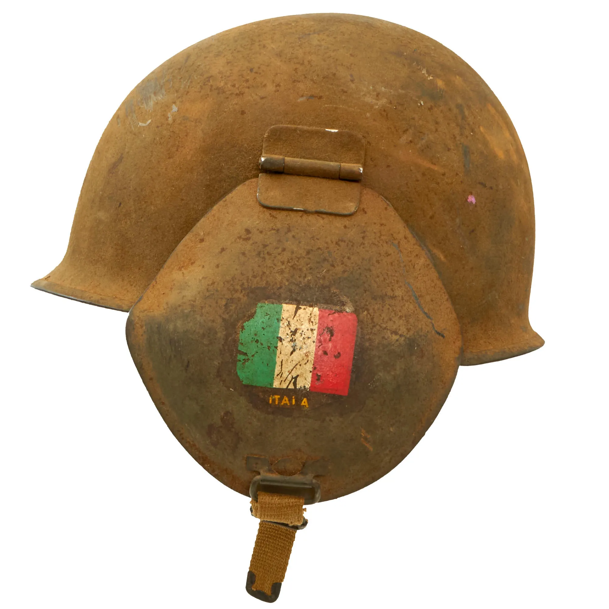 Original U.S. WWII USAAF Bomber Crew M3 Steel FLAK Helmet with Italy Decals