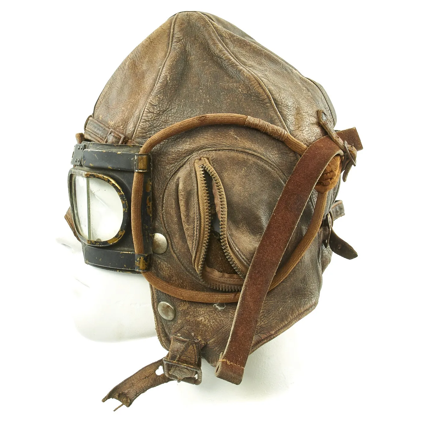 Original WWII Royal Australian Air Force RAAF B Leather Flying Helmet with MK IVB Goggles