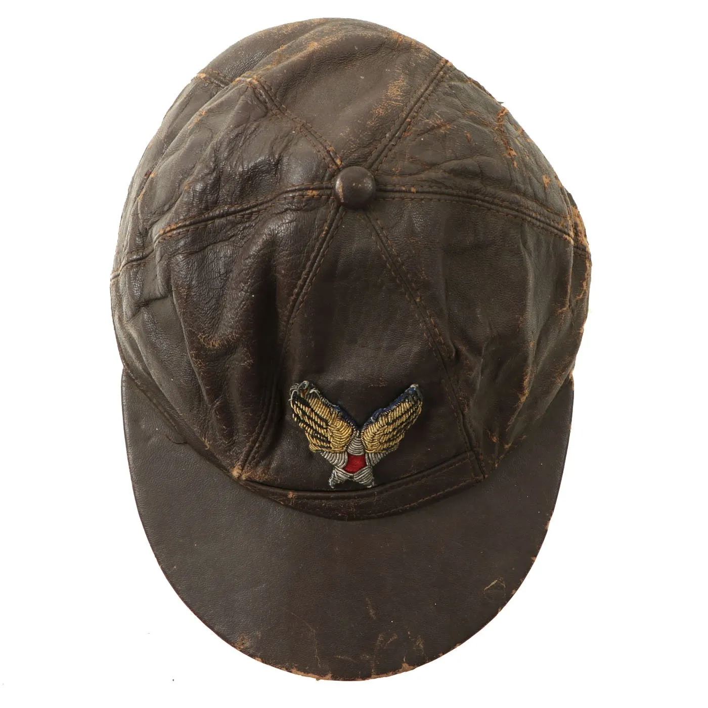 Original WWII U.S. Army Air Force B-2 Style Winter Flying Cap with Bullion Embroidered Insignia