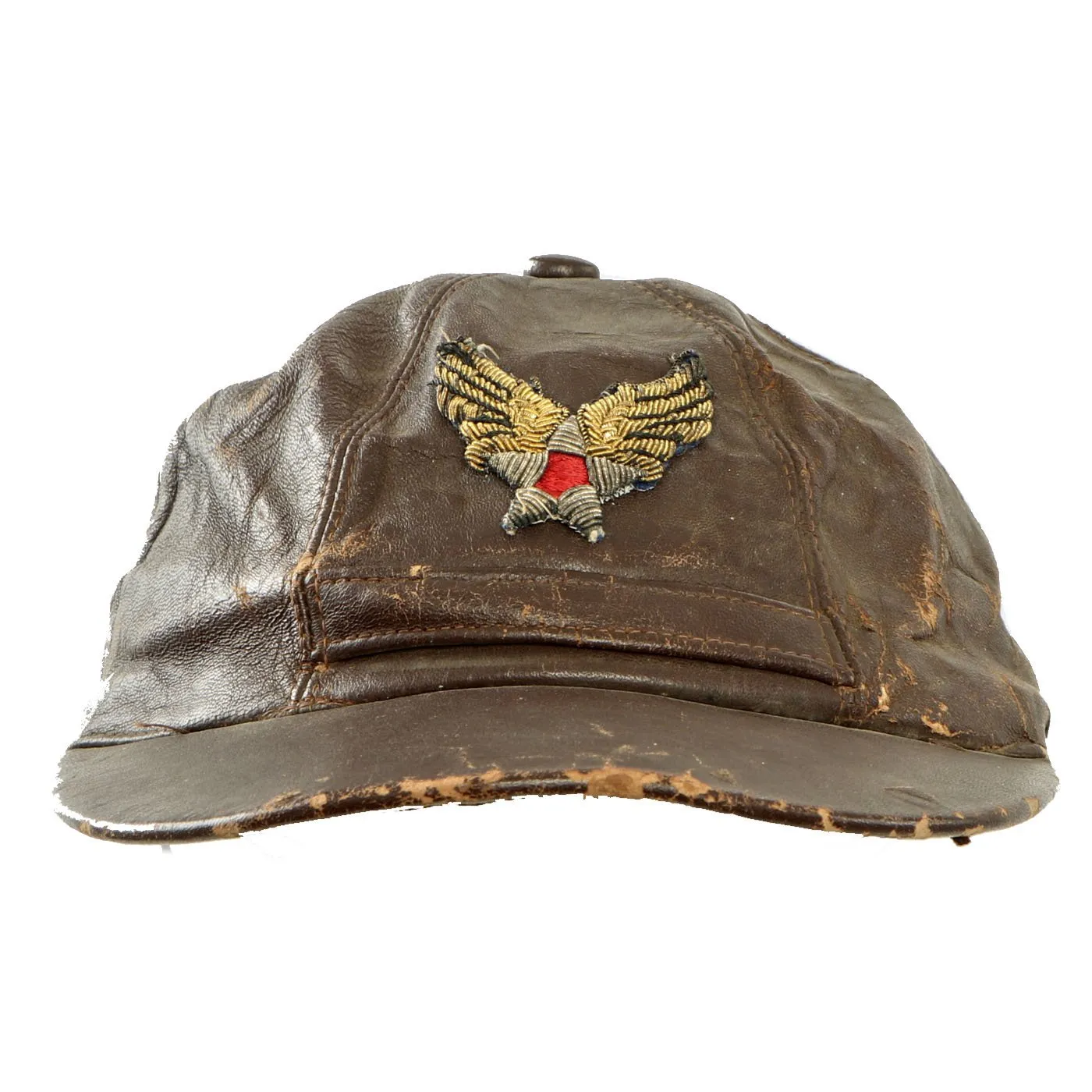 Original WWII U.S. Army Air Force B-2 Style Winter Flying Cap with Bullion Embroidered Insignia