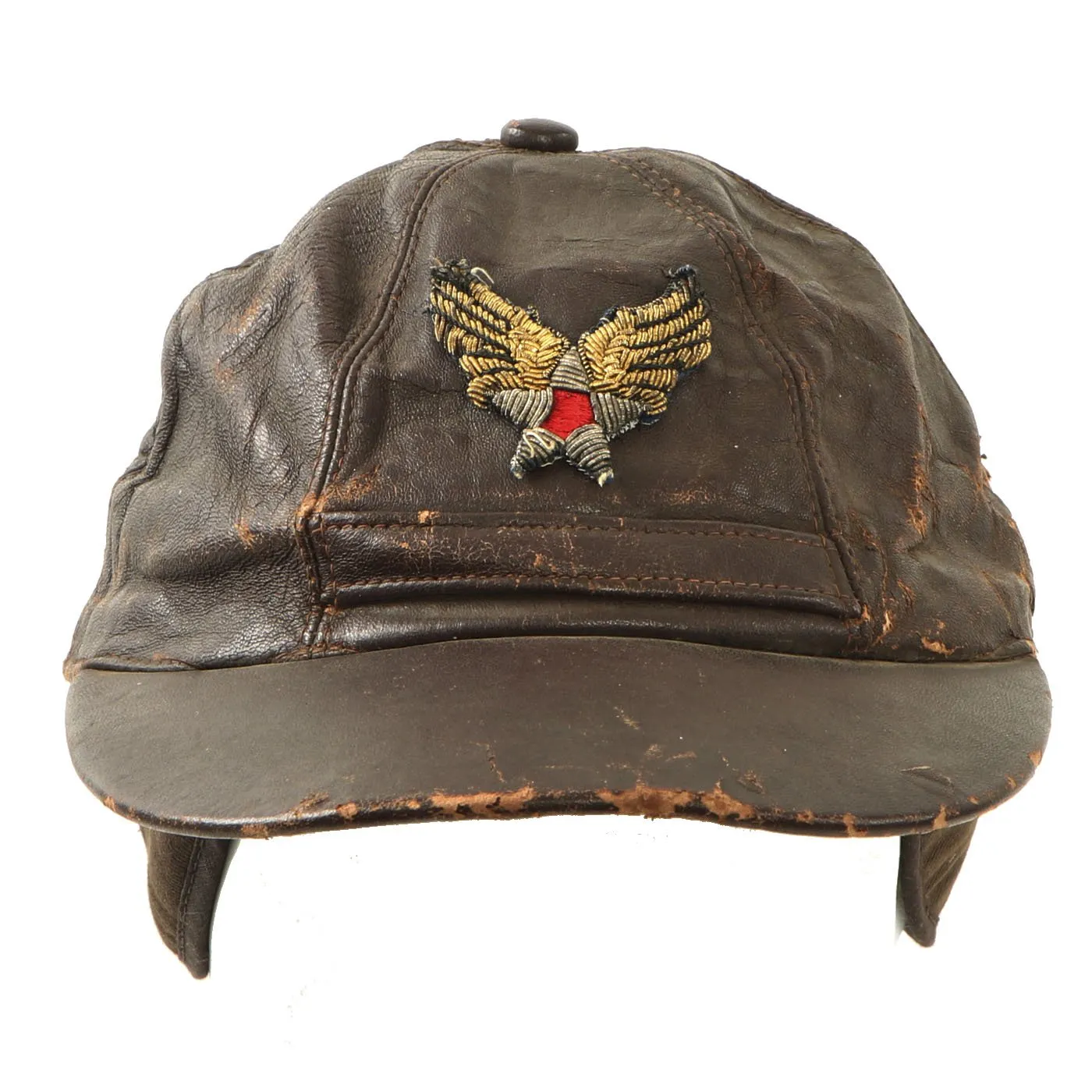 Original WWII U.S. Army Air Force B-2 Style Winter Flying Cap with Bullion Embroidered Insignia