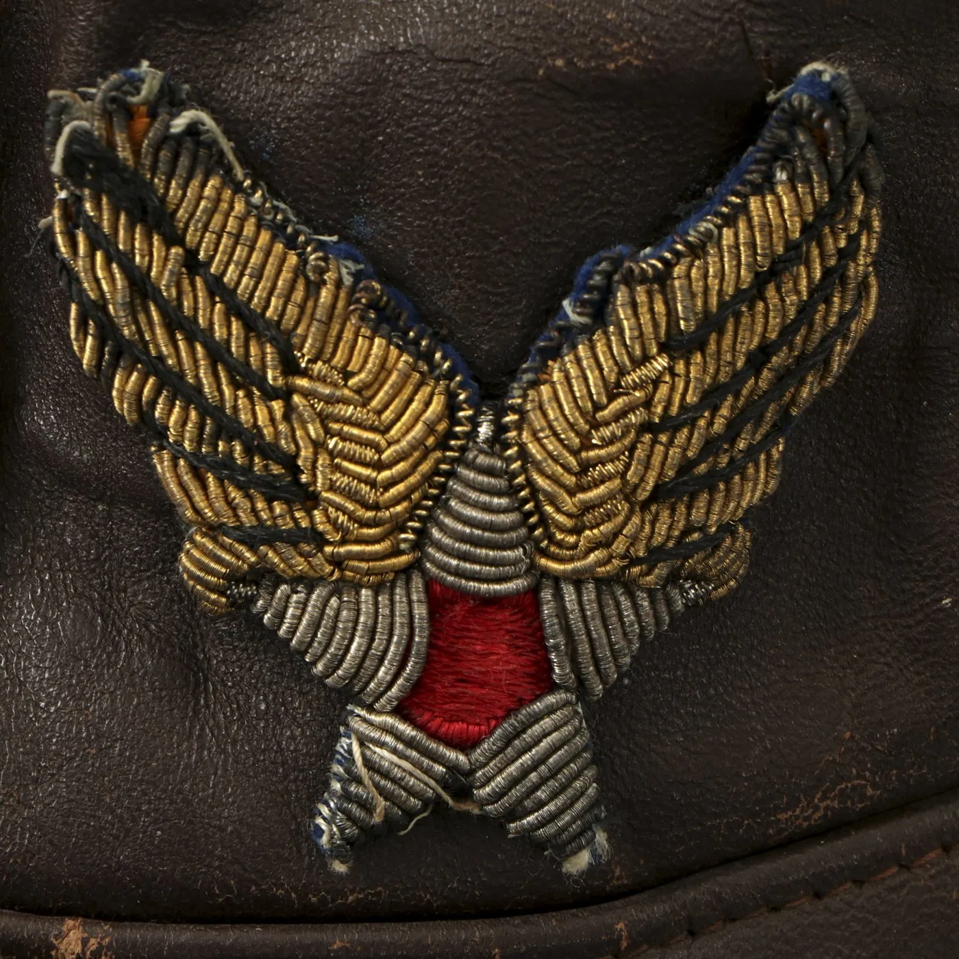 Original WWII U.S. Army Air Force B-2 Style Winter Flying Cap with Bullion Embroidered Insignia