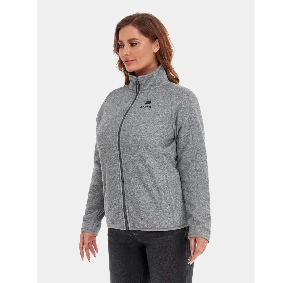 Ororo Women's 3 Zone Heated Full Zip Fleece Jacket - Flecking Grey