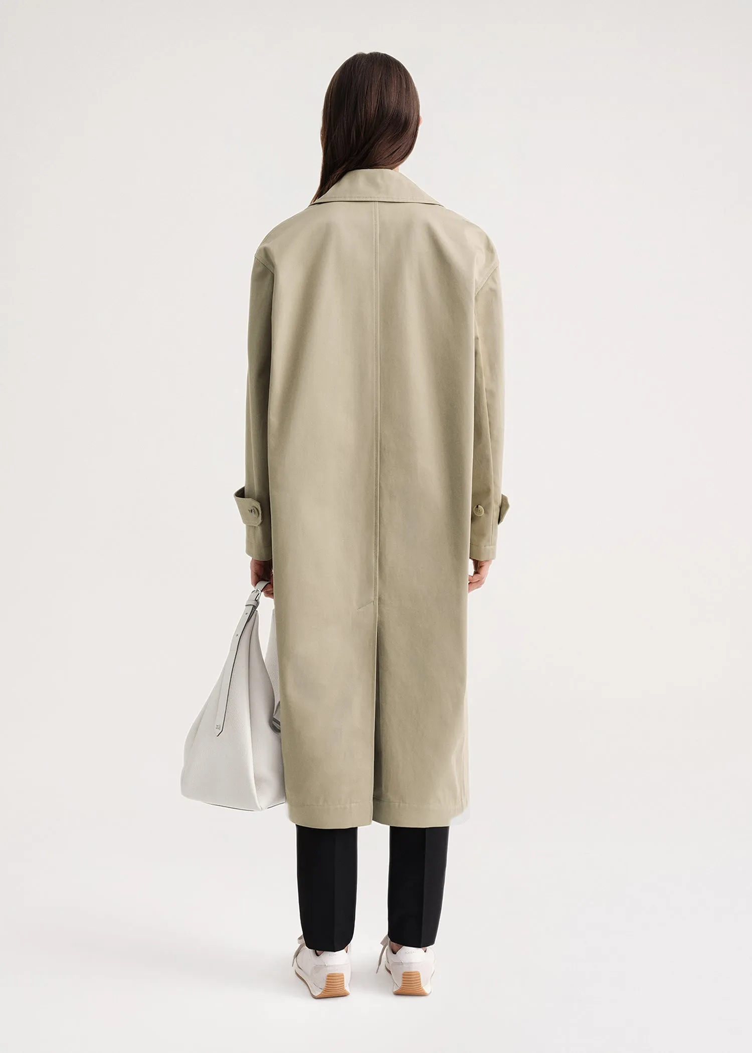 Oversized gabardine car coat trench beige