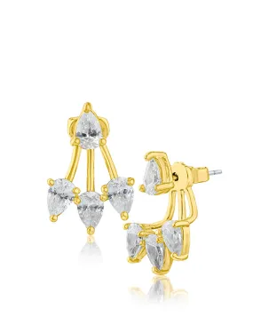 Pear CZ Front to Back Earrings