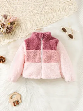 Perfect for Fall & Winter Cozy Plush Zip-Up Jacket with Long Sleeves