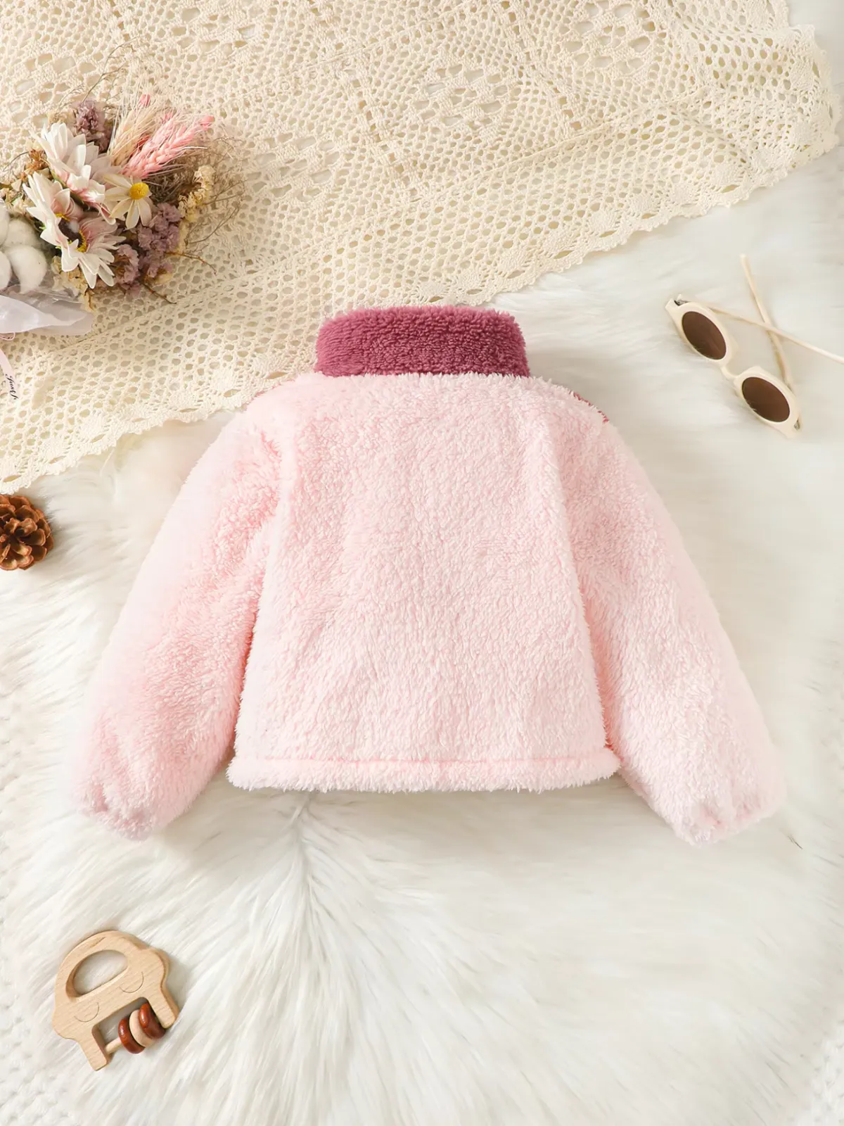 Perfect for Fall & Winter Cozy Plush Zip-Up Jacket with Long Sleeves