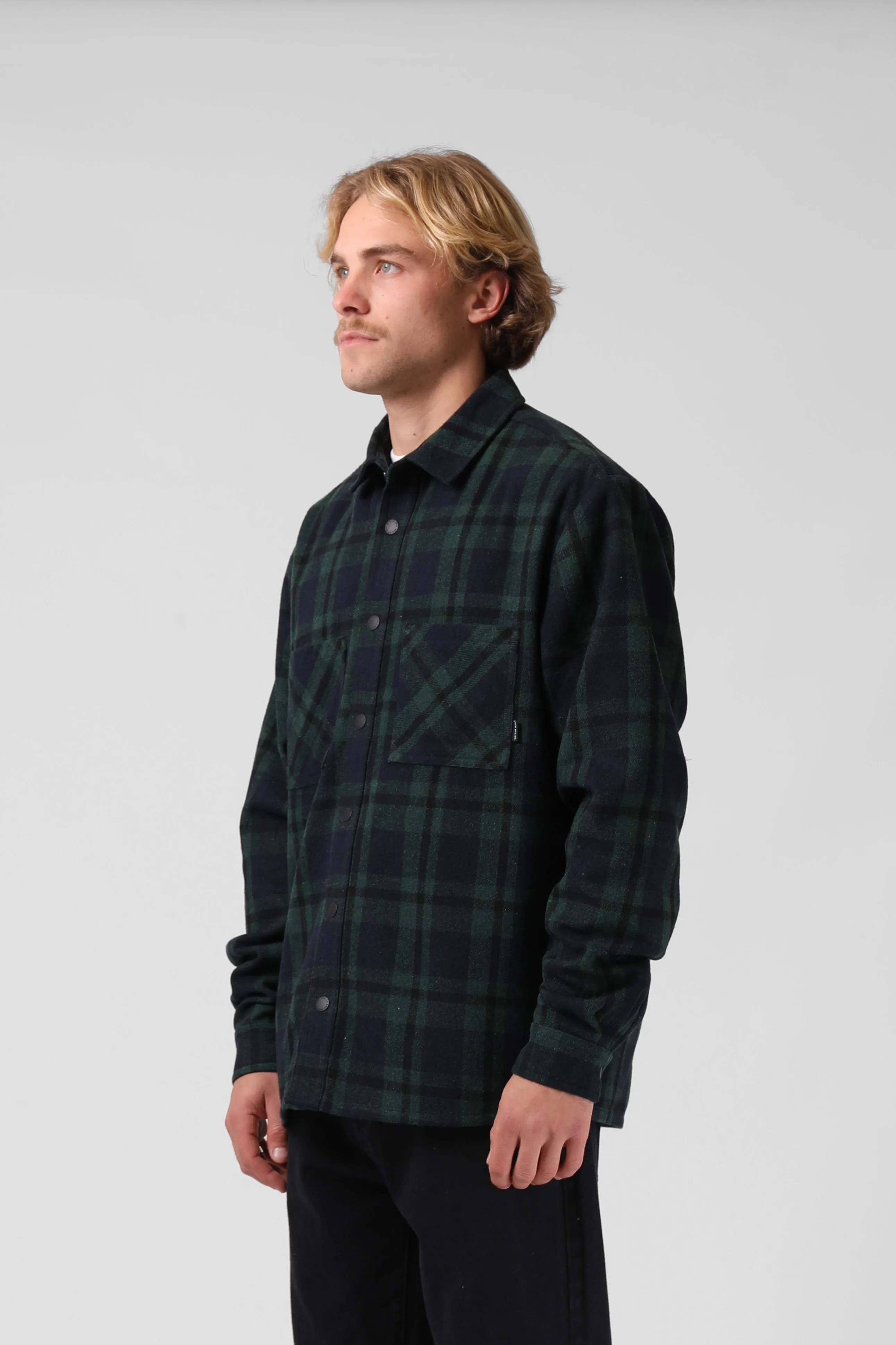 Plaid Shacket - Green / Navy Plaid