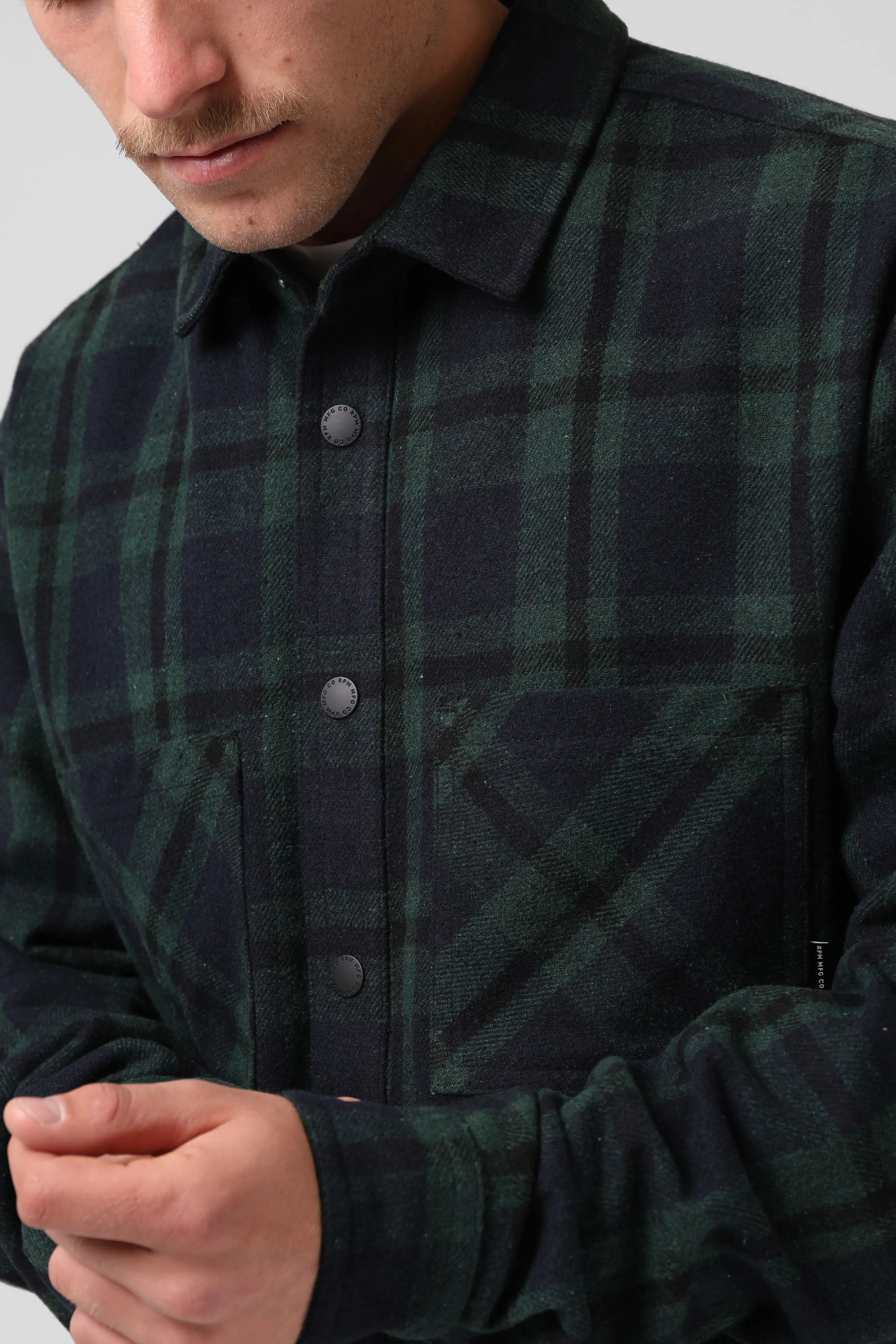 Plaid Shacket - Green / Navy Plaid