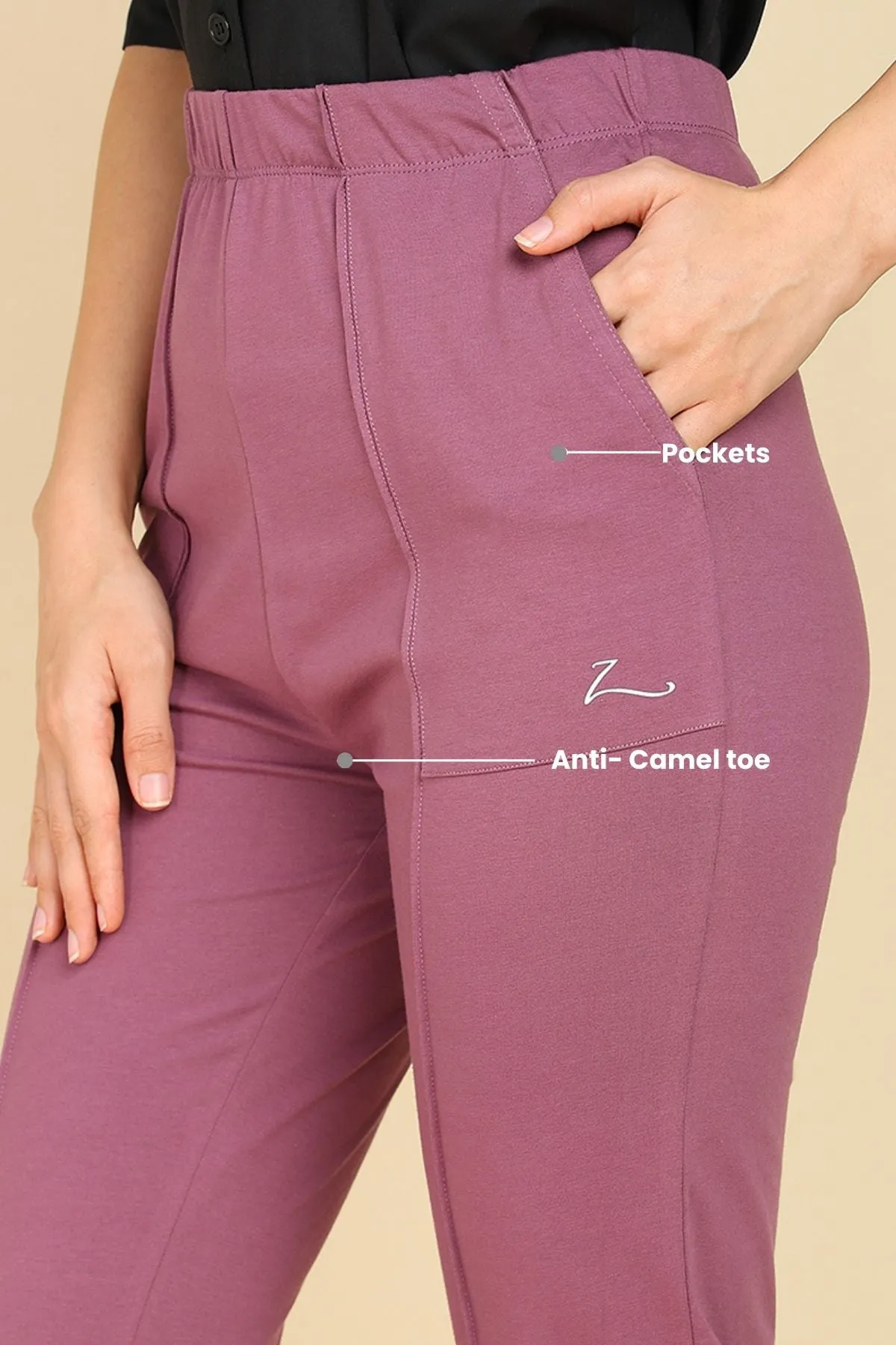 Pleated Pants Cotton Rosewood Maternity Pants (Pregnancy & Postpartum)