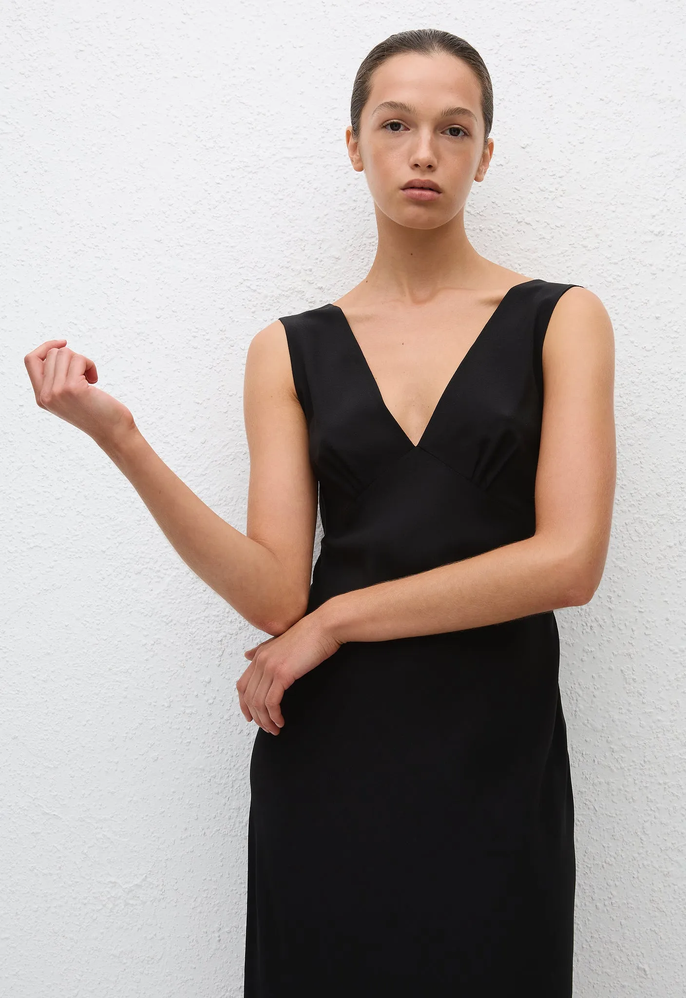 Plunge Slip Dress - Black