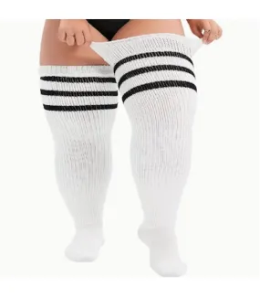 Plus Size Sporty Thigh High Socks