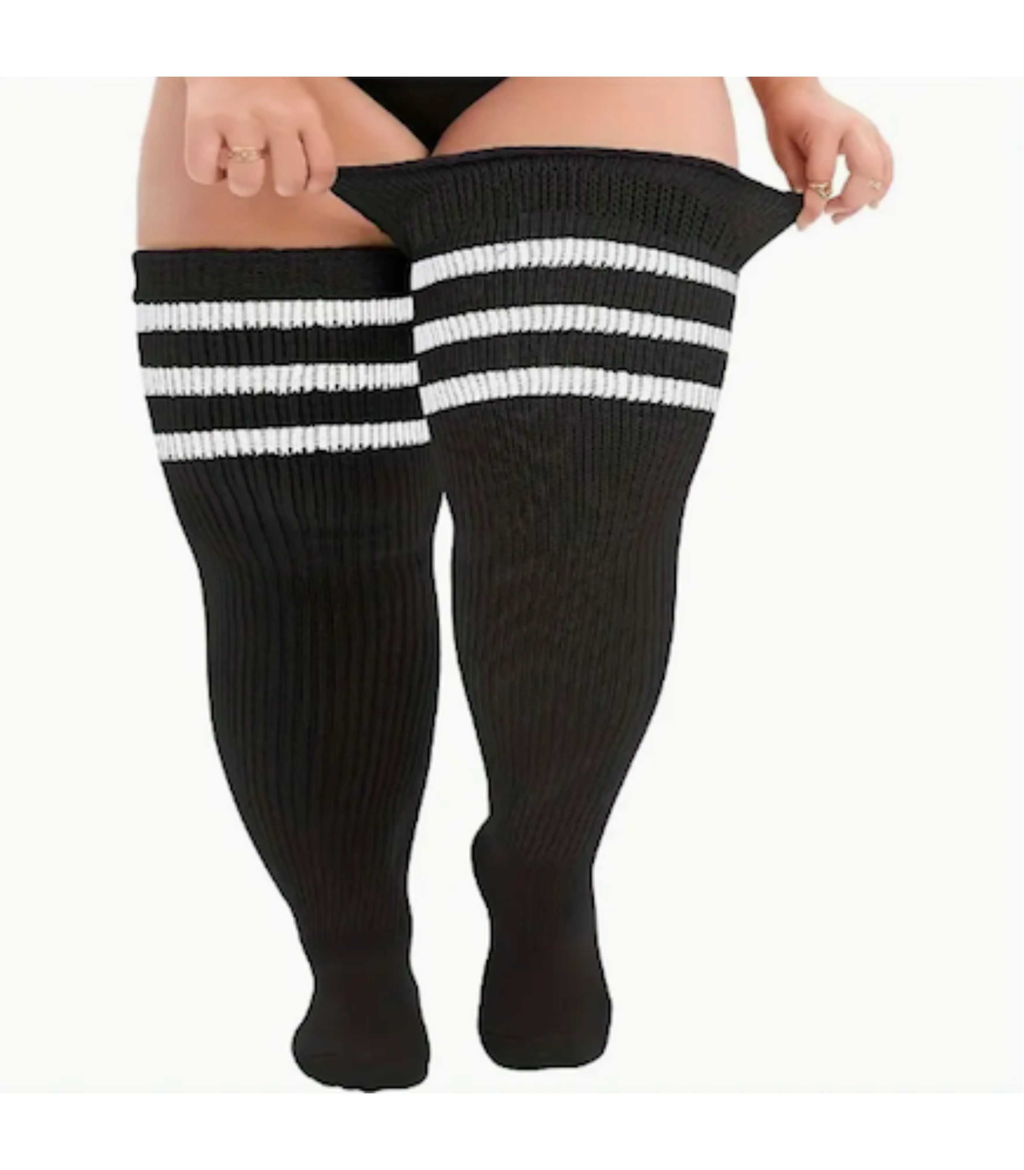 Plus Size Sporty Thigh High Socks