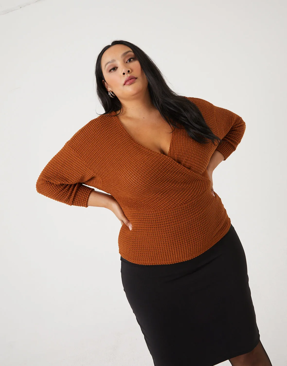 Plus Size Surplice Knit Top