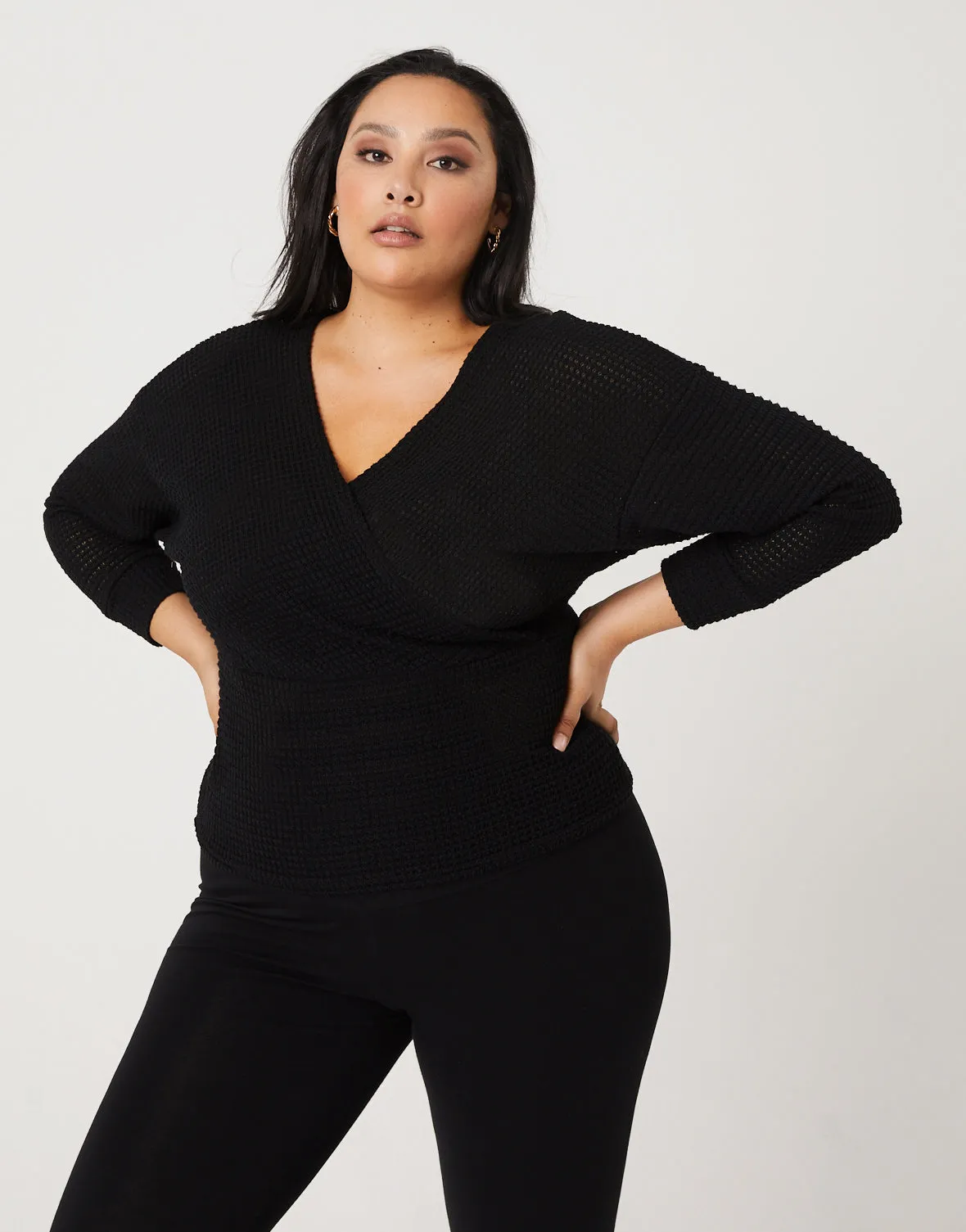 Plus Size Surplice Knit Top