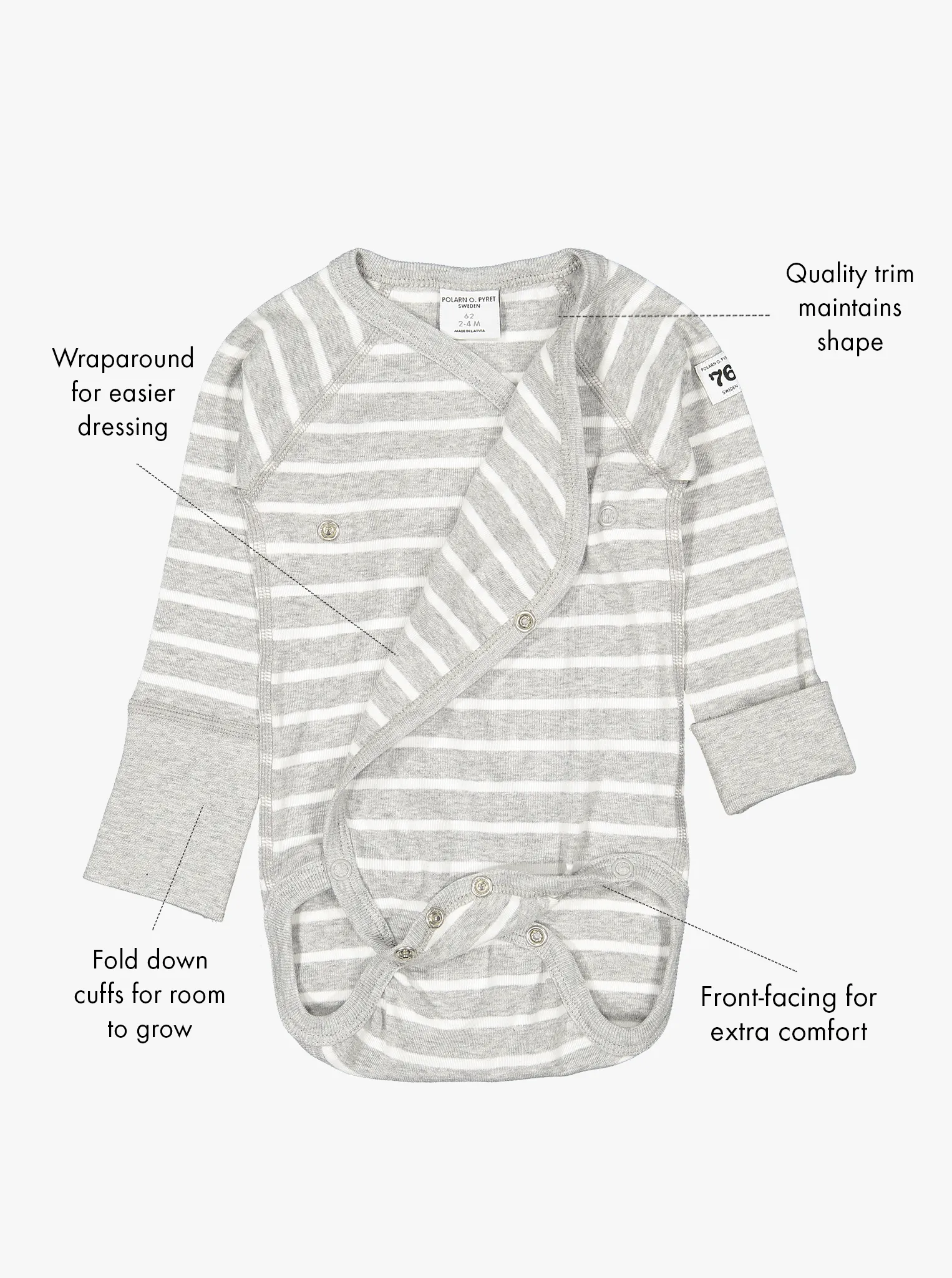 PO.P Stripe Wraparound Newborn Babygrow