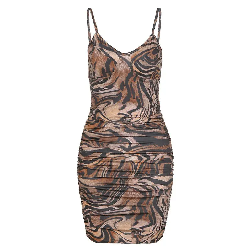 Printed Graphic Summer Casual Vintage Sling Bodycon Mini Dress