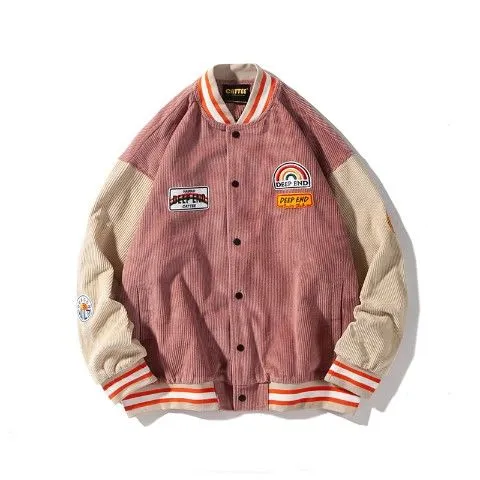 Purpdrank - Spring Corduroy Coat American Baseball Bomber Students Jacket Loose Men Women Couples Tops Harajuku Plus Size Streetwear Be Free