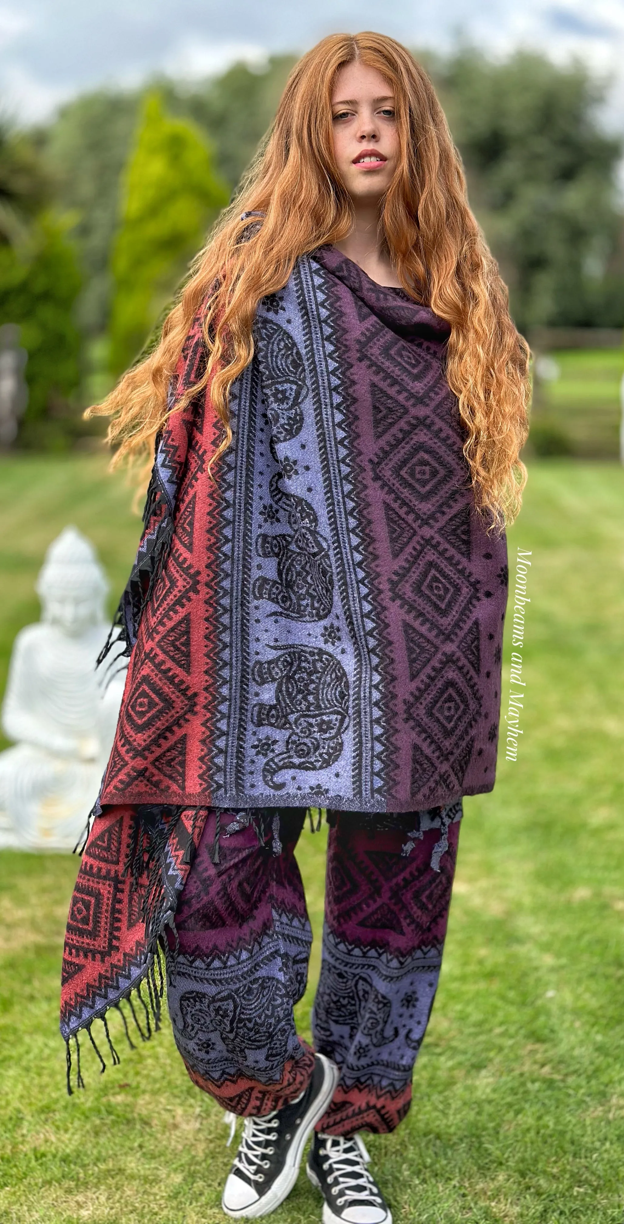 PURPLE MIX INDIAN ELEPHANT BLANKET SHAWL