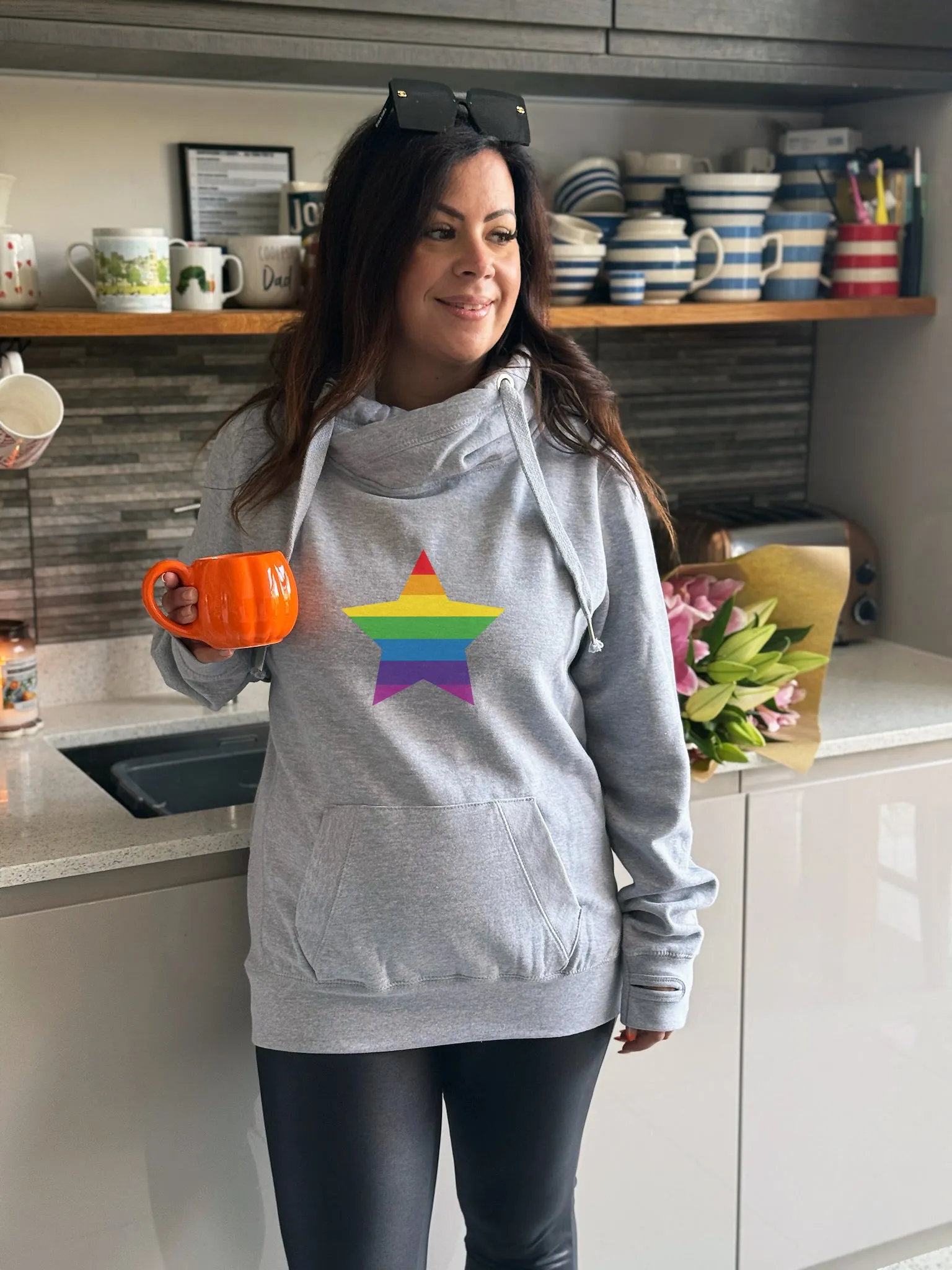 Rainbow Star Luxe Hoodie - Grey