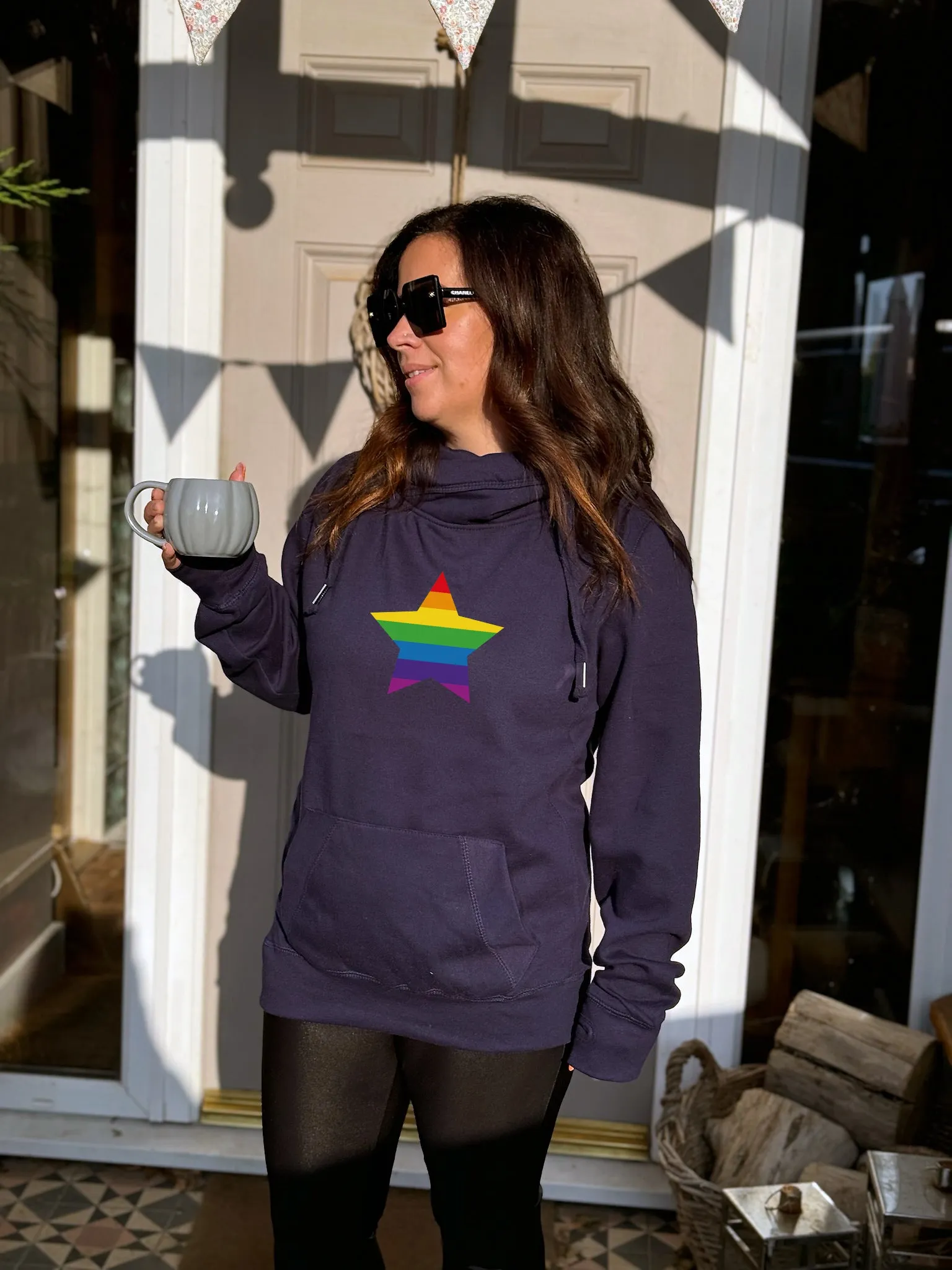 Rainbow Star Luxe Hoodie - Navy