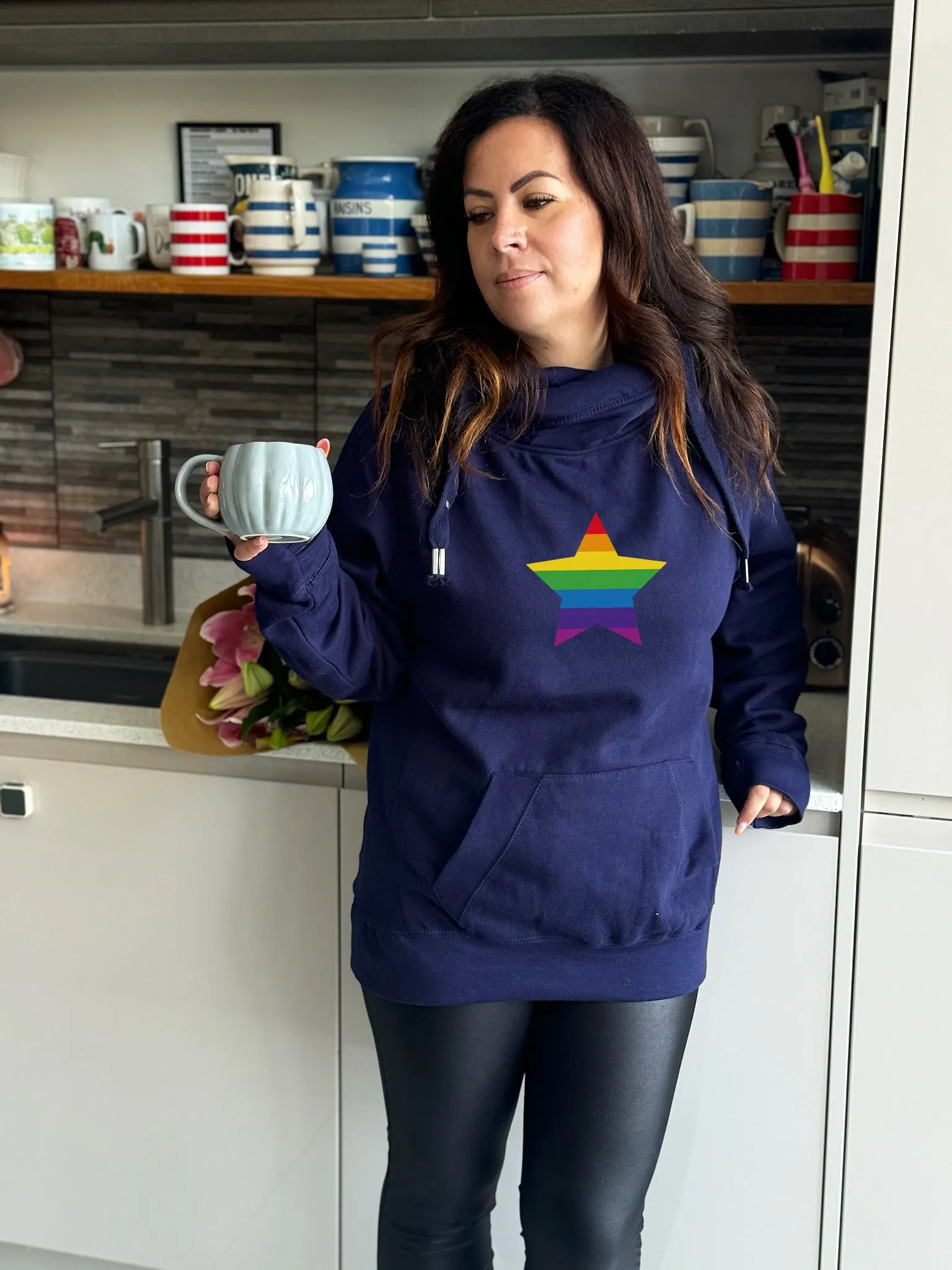 Rainbow Star Luxe Hoodie - Navy