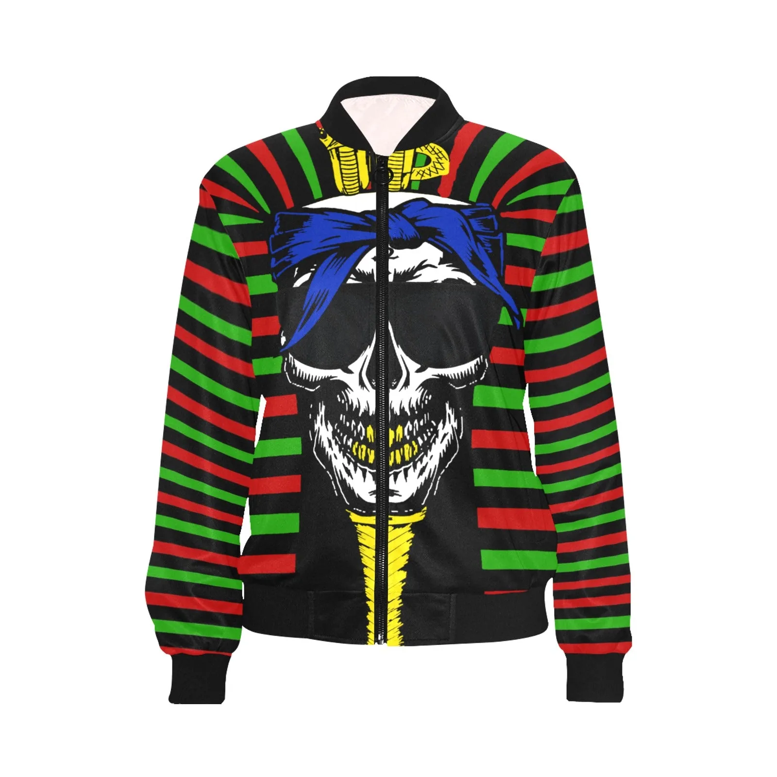 RBG C SKULL All Over Print Bomber Jacket for Women