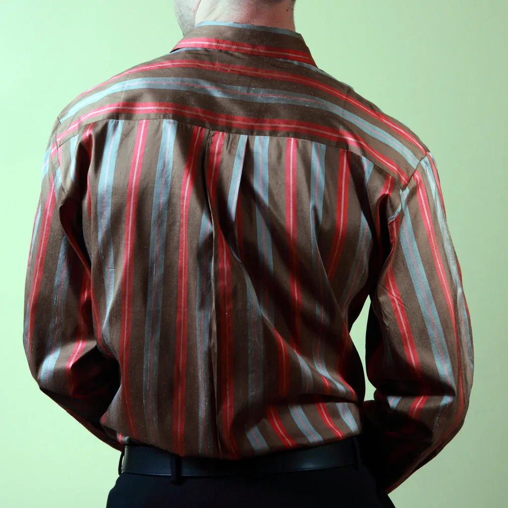 Red Fort Striped Men's Silk Shirt