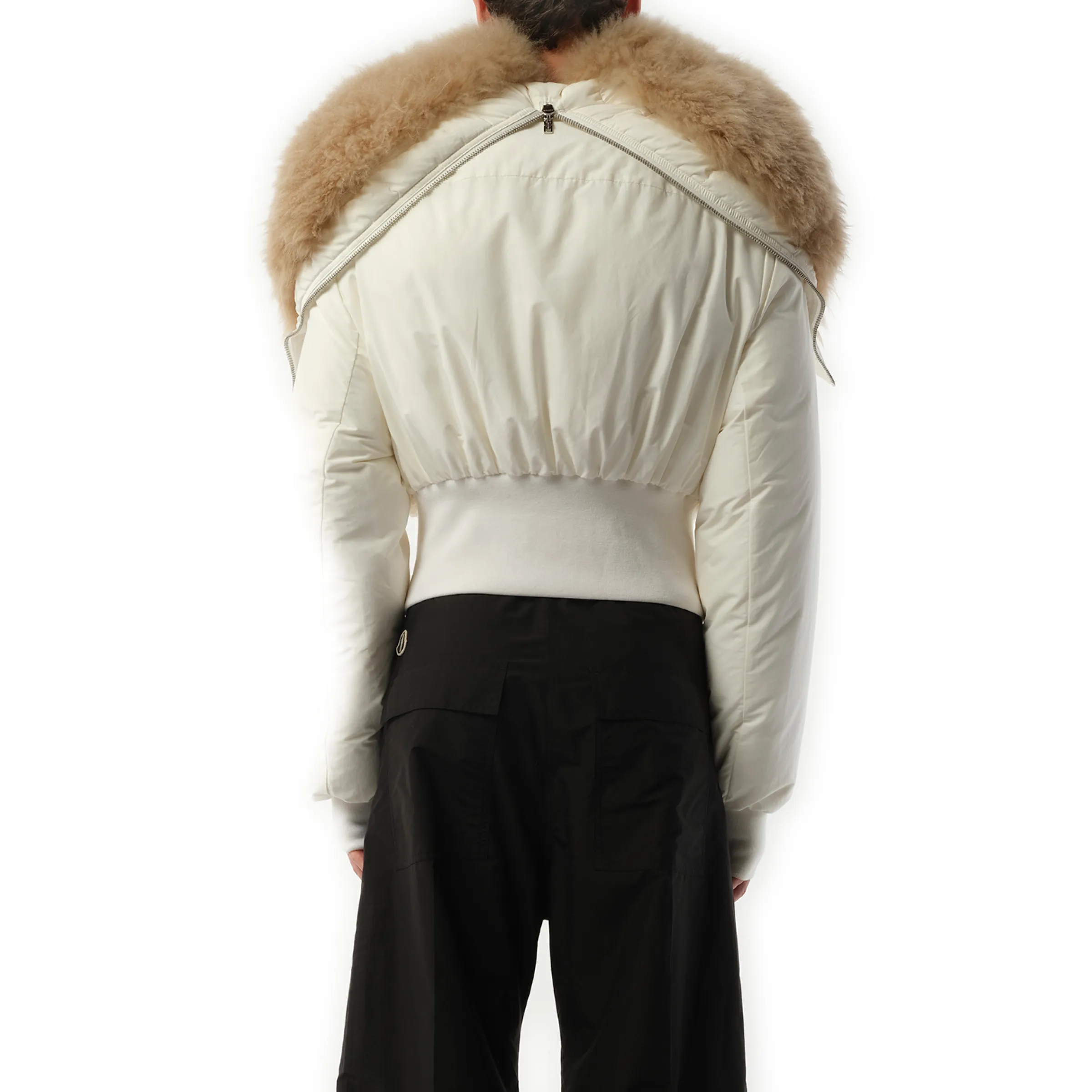 Rick Owens x Moncler Alice Parka with Shearling Jacket in Milk