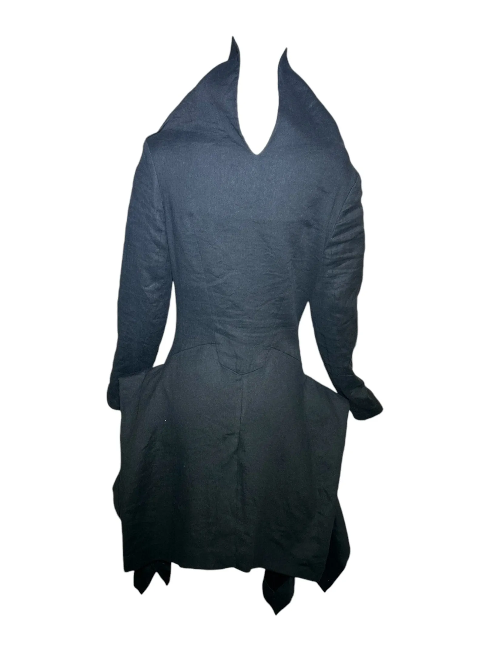 Roland Mouret RM 2000s Black Structured Flared Hip Coat Jacket