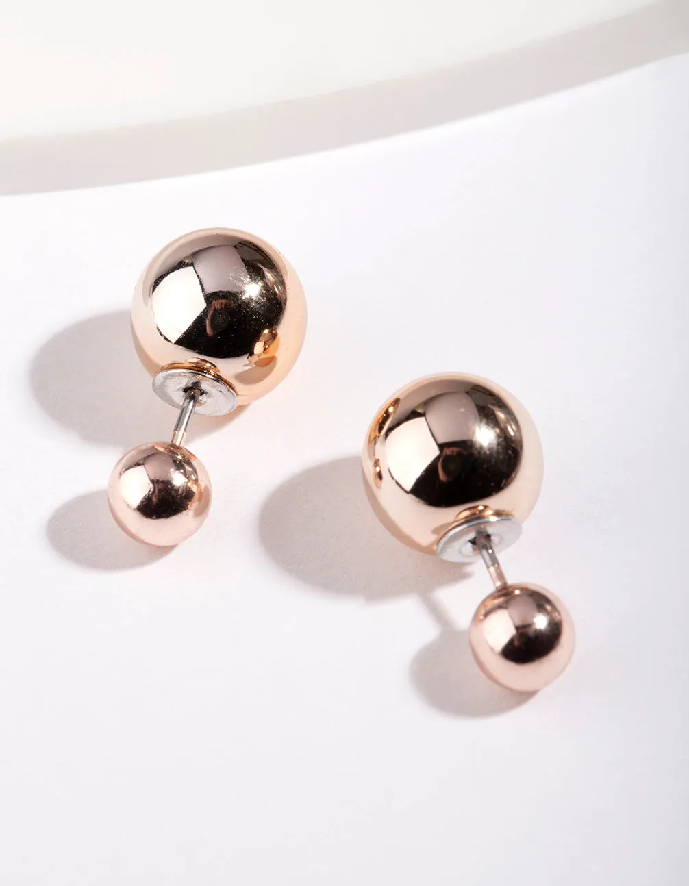 Rose Gold Polished Jacket Earrings