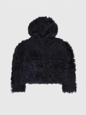 Shearling Long Hair Johan Bomber in Navy