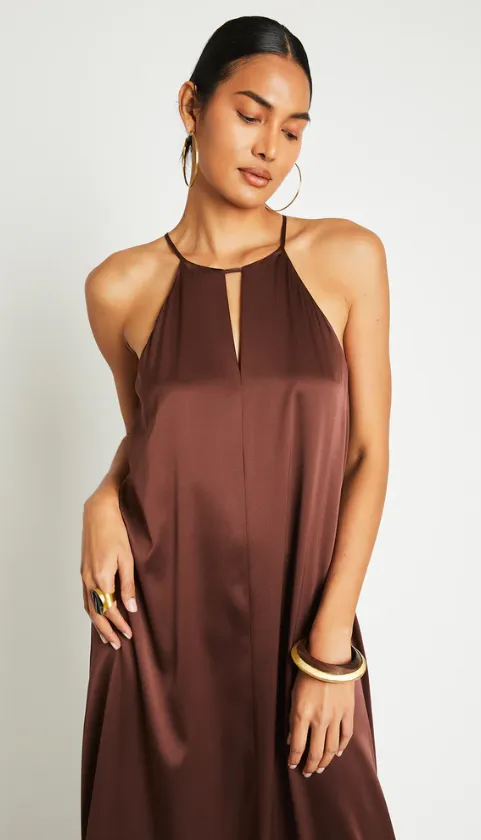 Sienna Silk Dress Chocolate