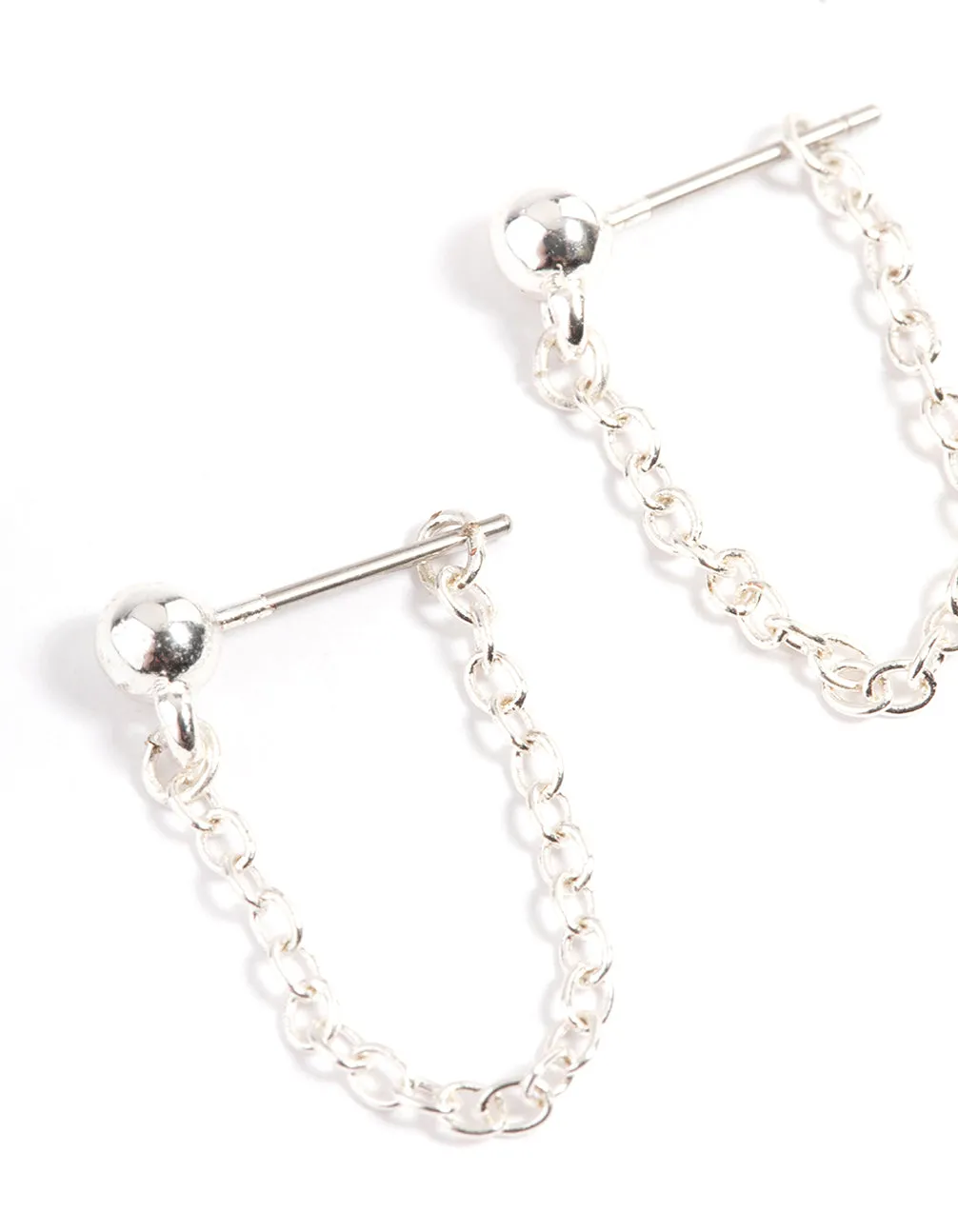 Silver Ball & Chain Jacket Earrings