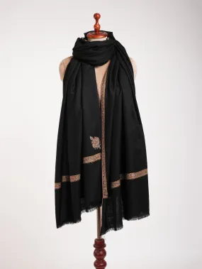 Sozni Black Kashmiri Pashmina XL Shawl