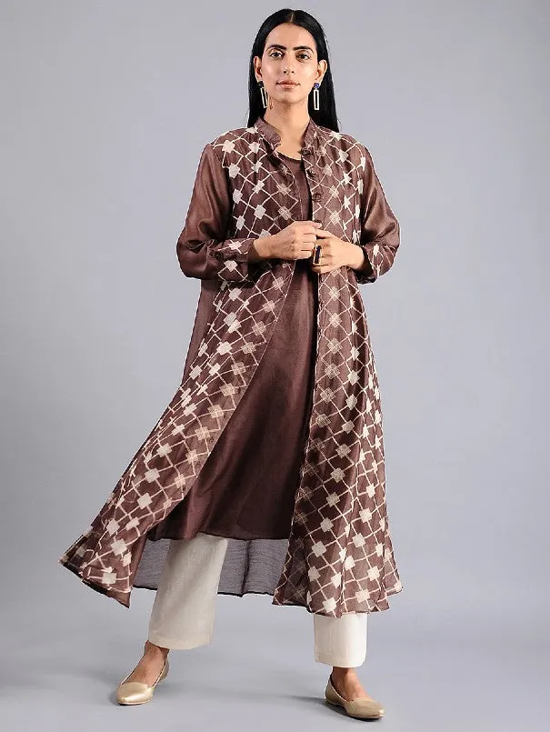 Star Shibori Jacket Dress In Brown (Set of 2)