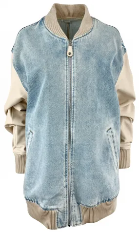 Stella McCartney S-Wave Denim Bomber Jacket in Vintage Wash