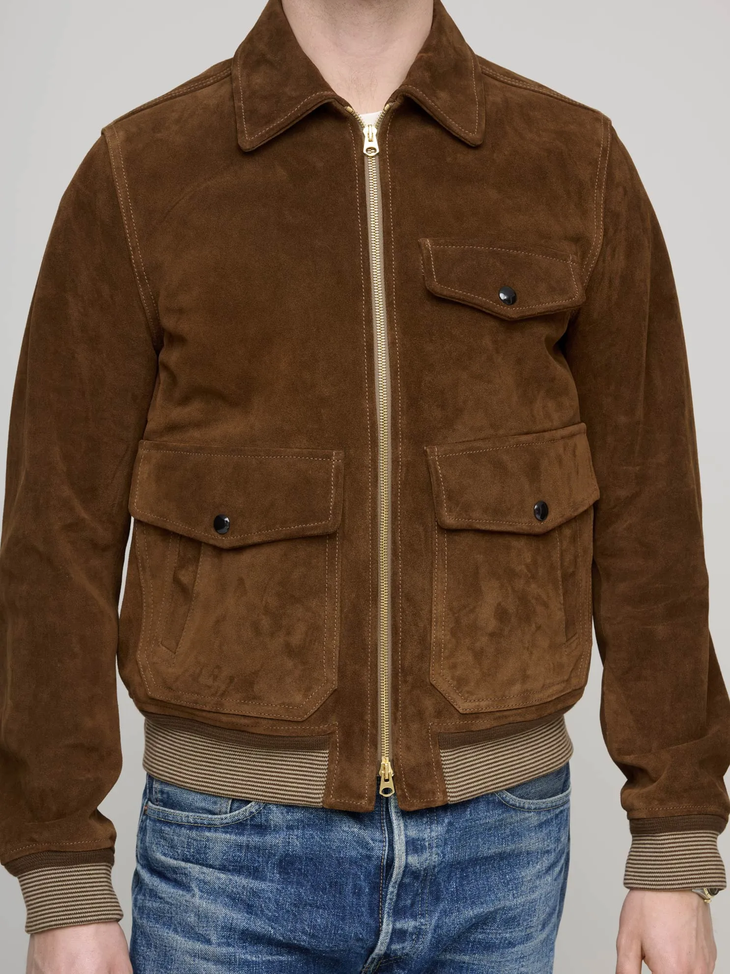 Suede Bomber, Dark Brown