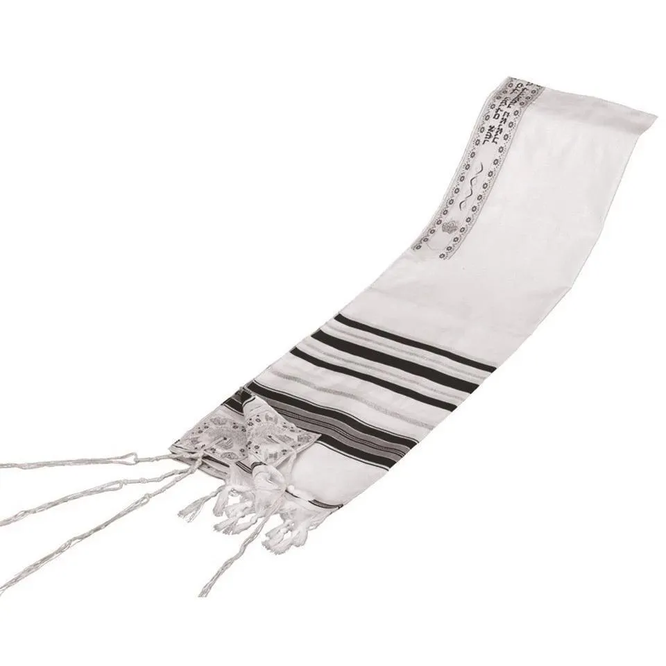 Tallit Prayer Shawl Acrylic Blend Black/Silver