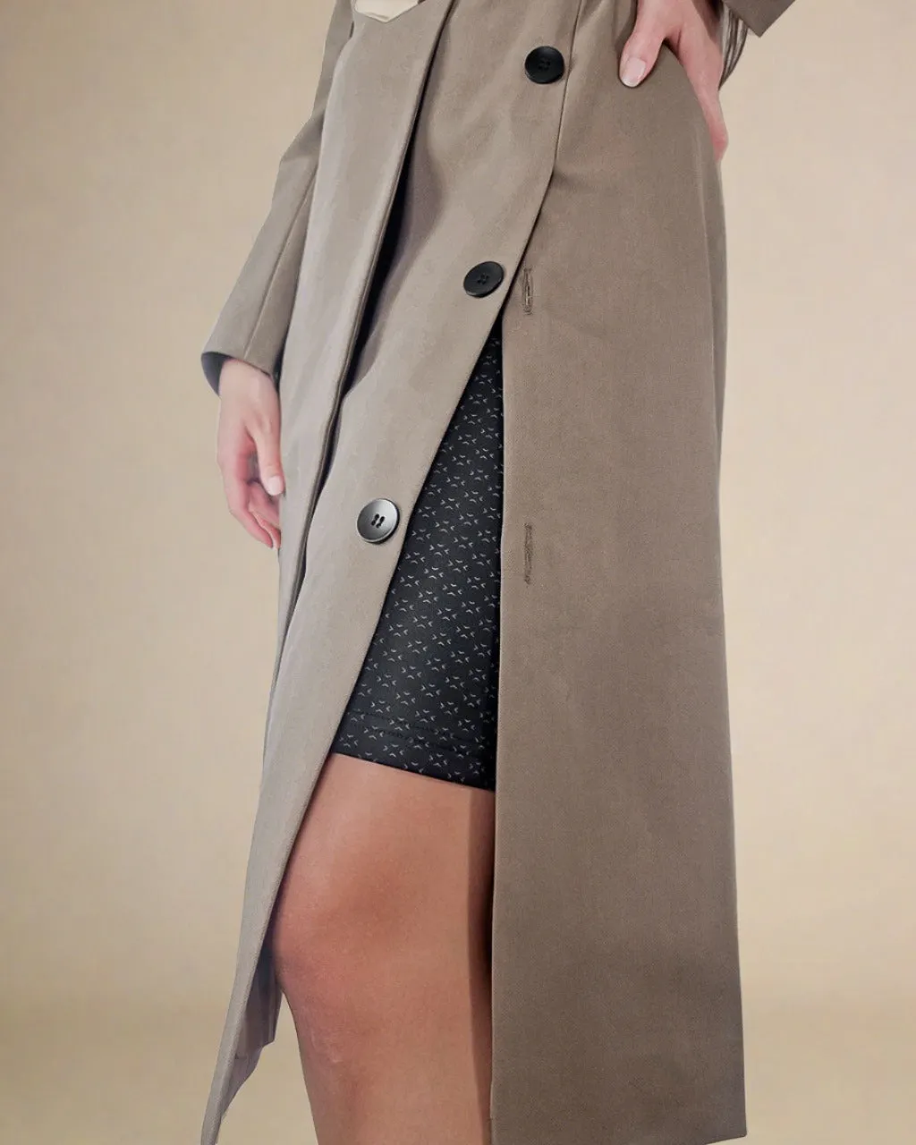 Tayah Women Midi Fitted Coat with Belt - Tailored Trench Coat