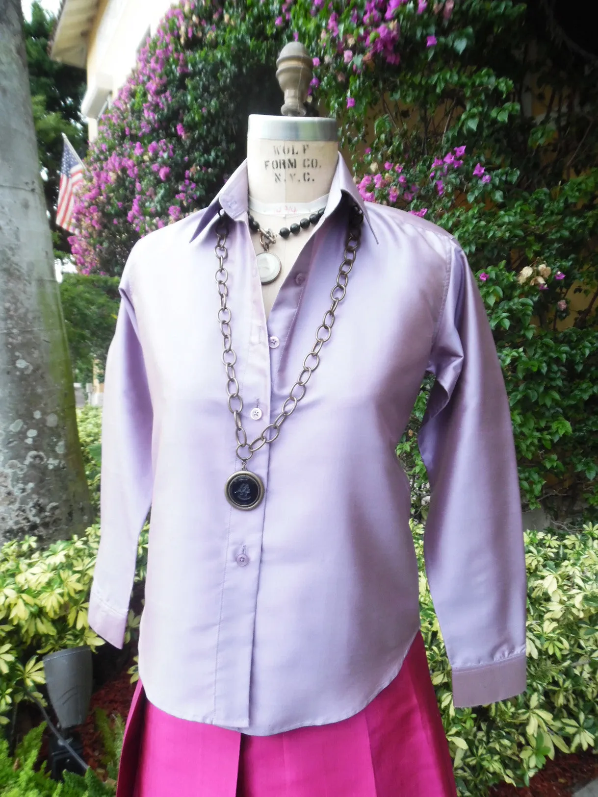 Thai Silk Button Down Shirt Fall Amethyst