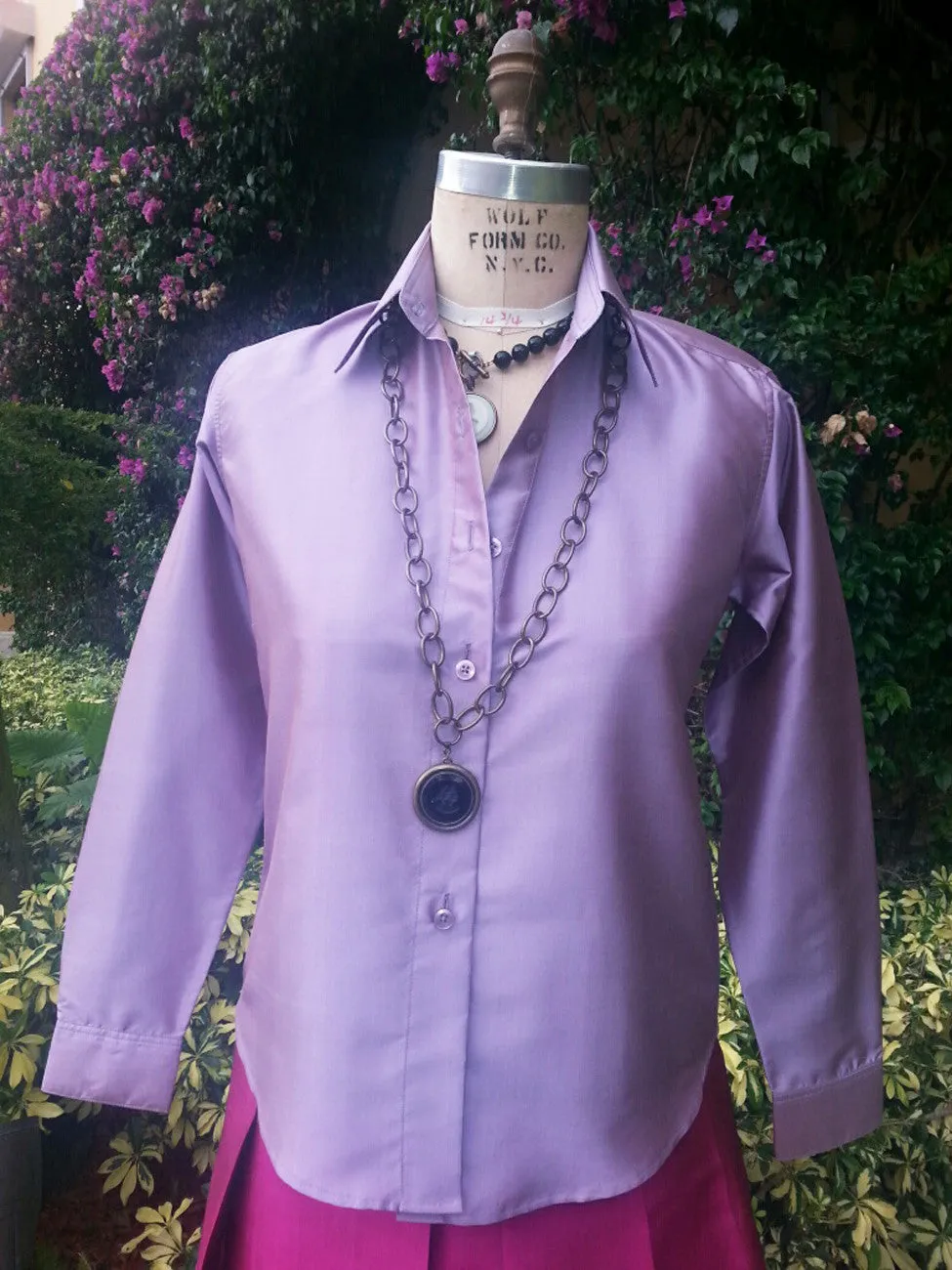 Thai Silk Button Down Shirt Fall Amethyst